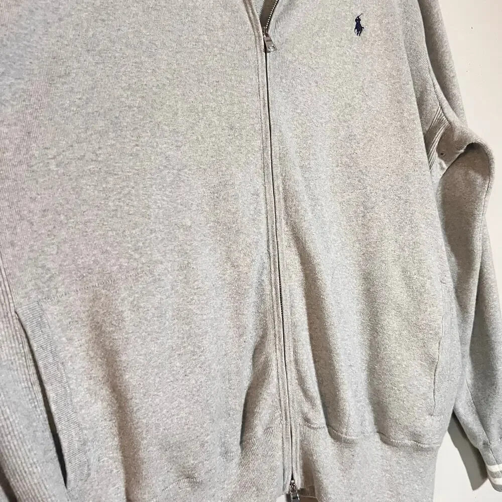 Vtg Polo Ralph Lauren Full Zip Sweater Size XLT Tall Bomber Reverse Weave RARE